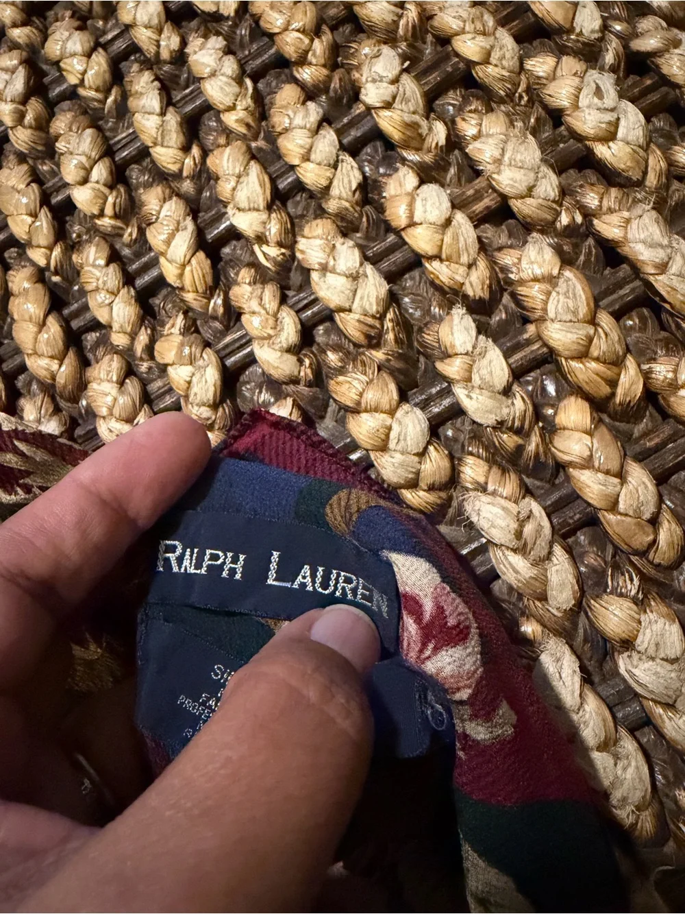 Vtg RALPH LAUREN Silk Floral Plaid Winter Scarf